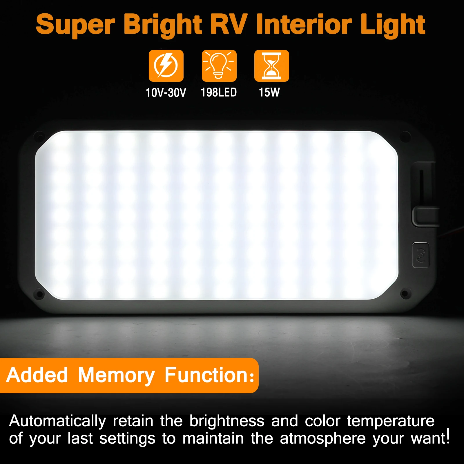 12V-24V Dimmable Roof Dome Ceiling Spot Light Memory Function Slim Thin Interior Dome Lamp for RV Caravan Marine Boat Yacht
