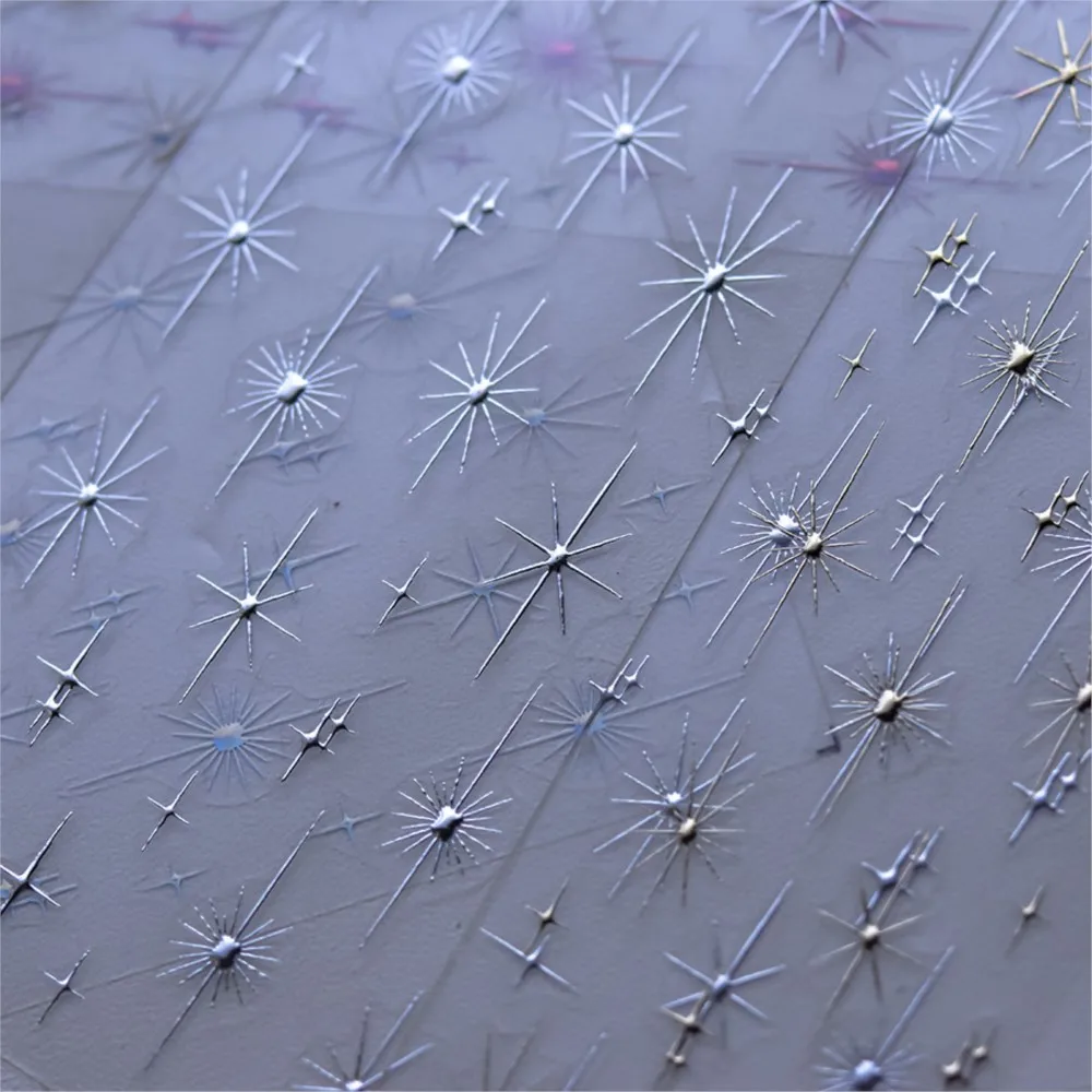 Naklejki na paznokcie 5D Relief Metaliczne Złoto Srebro Gwiazda Brokat Błyszczące Naklejki na Paznokcie Starlight 8*10cm Samoprzylepne Gwiazdki Dekoracje na Paznokcie *1 szt.