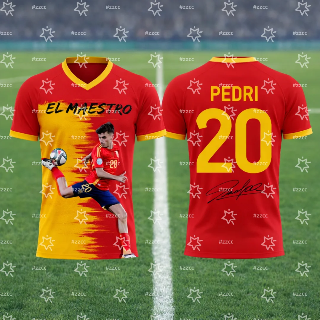 2026 Pedri Spanien Team Fußballtrikot Spiel- & Trainingsset Sommer Sport Herren T-Shirt Kinderbekleidung Tee Y2k Damen – Detail 3