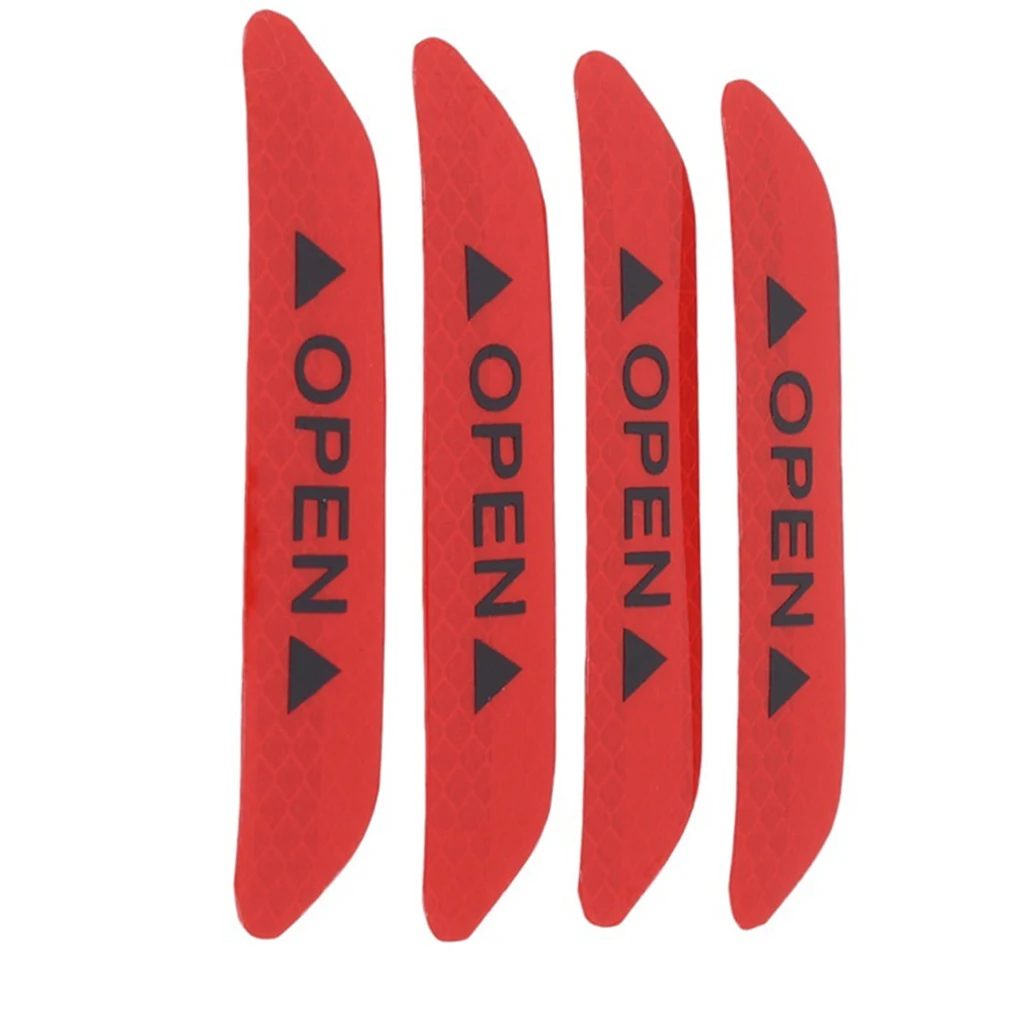 4pcs Car Door Safety Reflective Tape Open Sign Stickers Alert Decals Night Self Adhesive Warning Mark