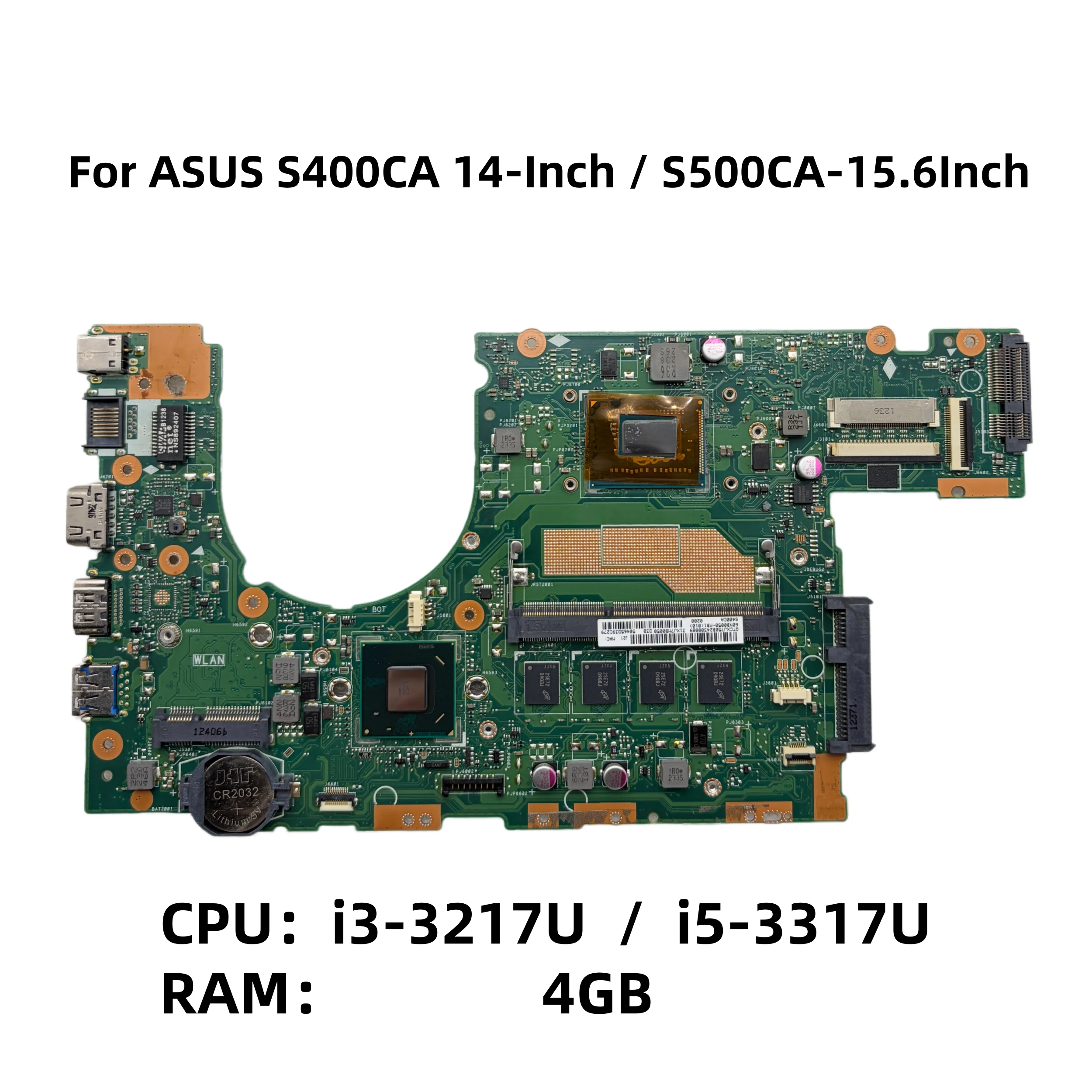 Placa-mãe S400CA para laptop Asus S400C S400CA S500C S500CA com CPU i3-3217U i5-3317U 4GB-RAM 100% funcionando