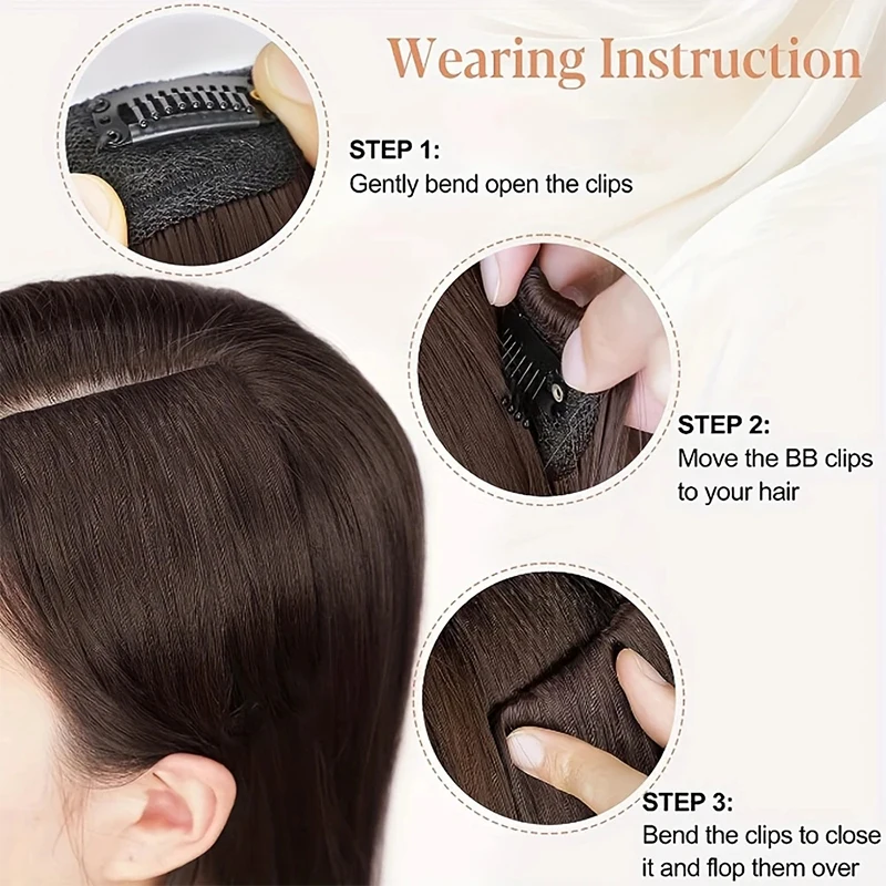 Parches de cabello invisibles con clip para aumentar volumen, extensiones de cabello para cubrir laterales y parte superior para mujer 4