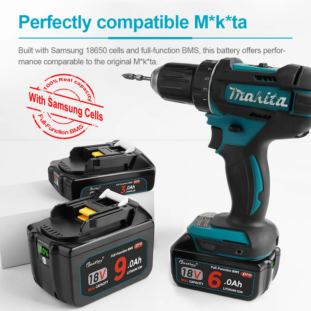 Waitley Battery Pro pro Makita 18V elektrické nářadí Dobíjecí baterie s články Samsung / Náhradní příslušenství k nářadí BL1860 - náhled 2