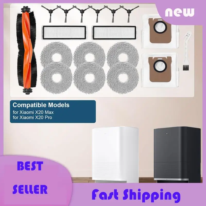 

Необходимый набор аксессуаров для робота-пылесоса Xiaomi X20 Max/Xiaomi X20 Pro, роликовая щетка, боковая щетка, салфетки, фильтры, мешки для пыли