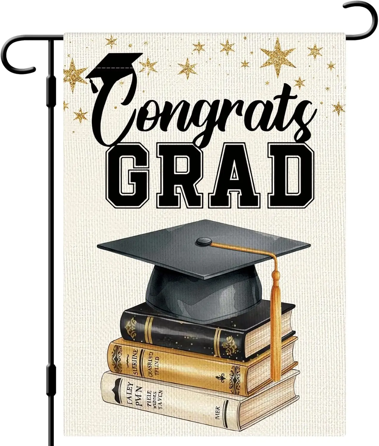DLZDN Cap Congrats Grad Garden Flag 12×18 Inch Double Side Vertical Burlap Farmhouse Yard Sign Class Of 2026 Graduation Outd MMZ