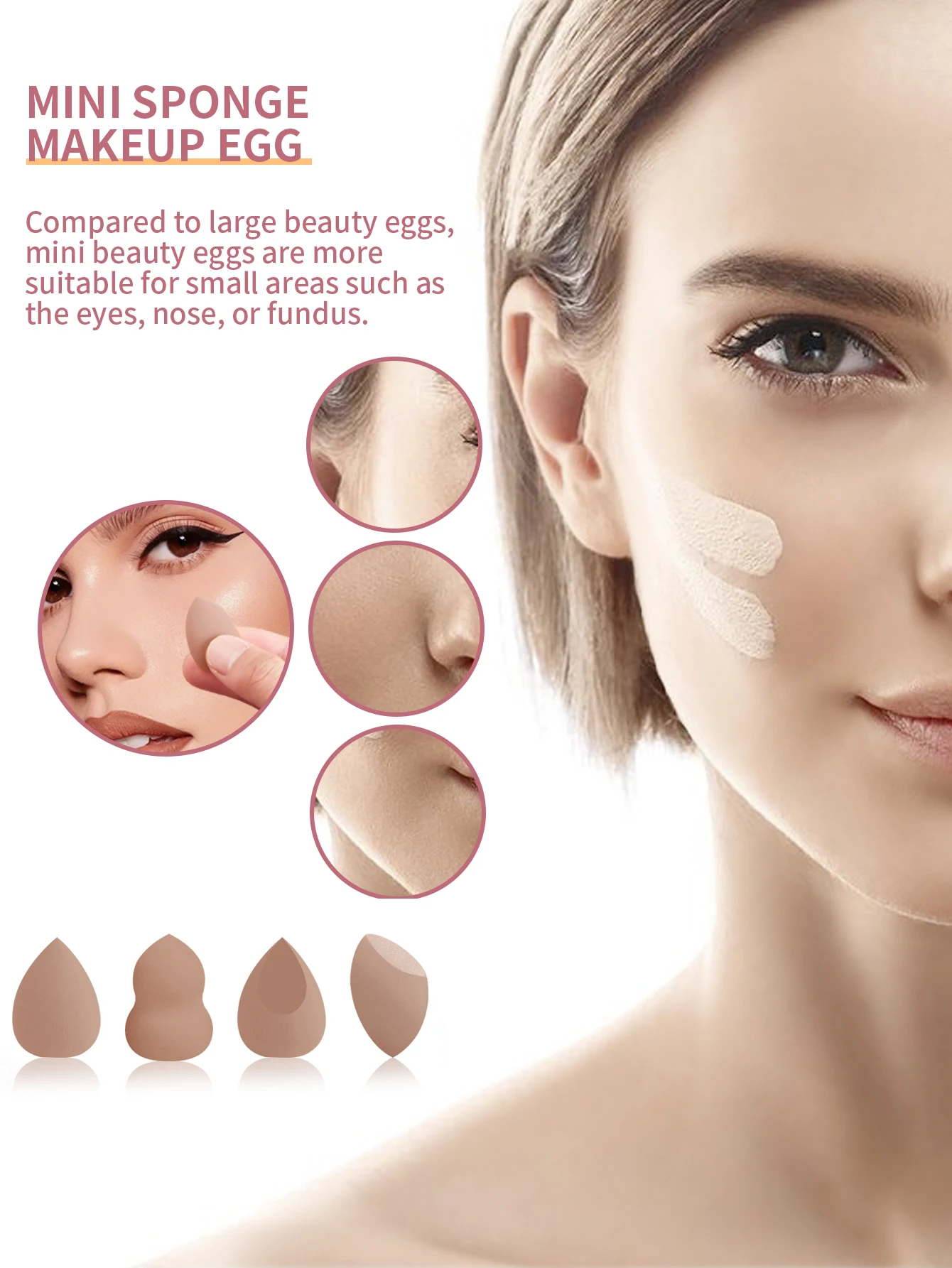 18 brown brushes with 5 triangular powders 3 beauty eggs and 4 mini ones Beauty Egg 3-Finger Powder Puff Wash Brushing Lazy Make