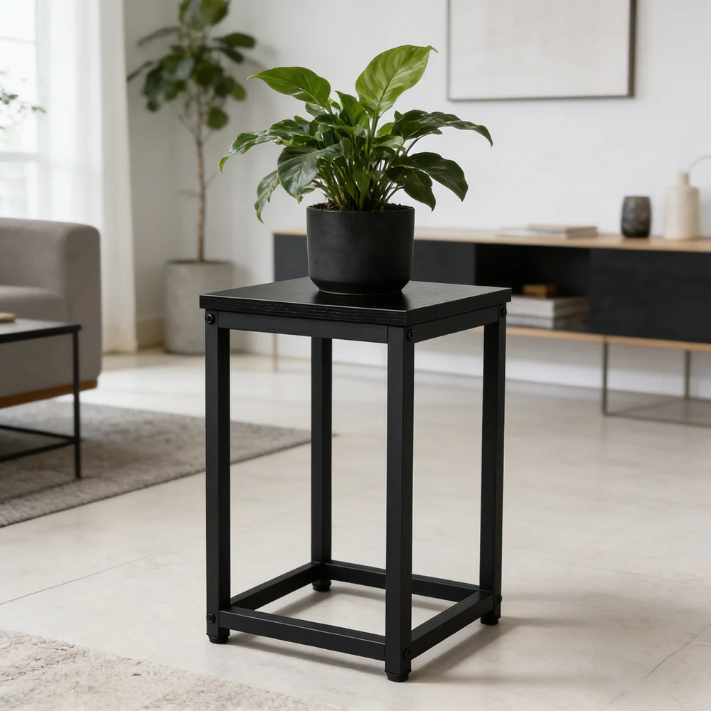 Modern Minimalist Black Iron Square Plant Stand, Freestanding Flower Rack for Indoor Outdoor Balcony Living Room, Home Decor Dis
