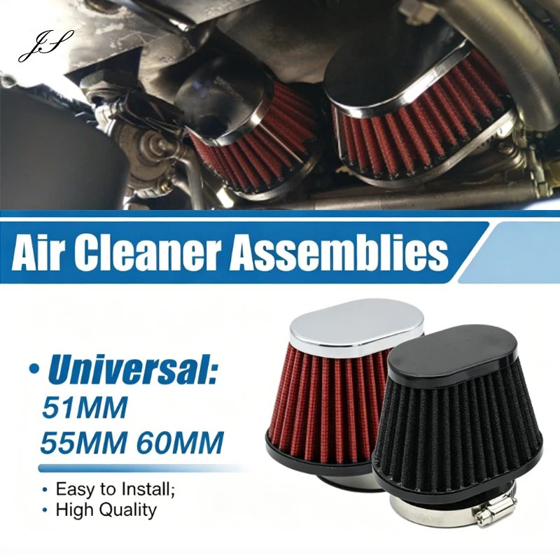 

51/55/60mm Universal Cold Air Intake Filter Sport Motorcycle Air Mushroom Head Filter Washable Reusable High Flow Air Filter