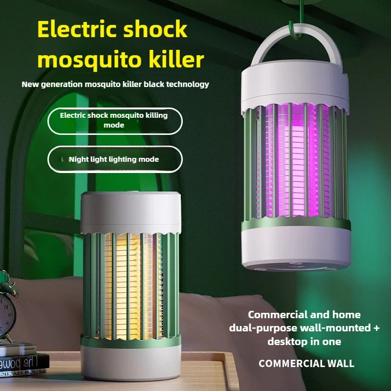 

Portable Electric Mosquito Zapper Lamp USB Rechargeable UV Light Indoor Outdoor Bug Killer for Camping or Home with Night Light