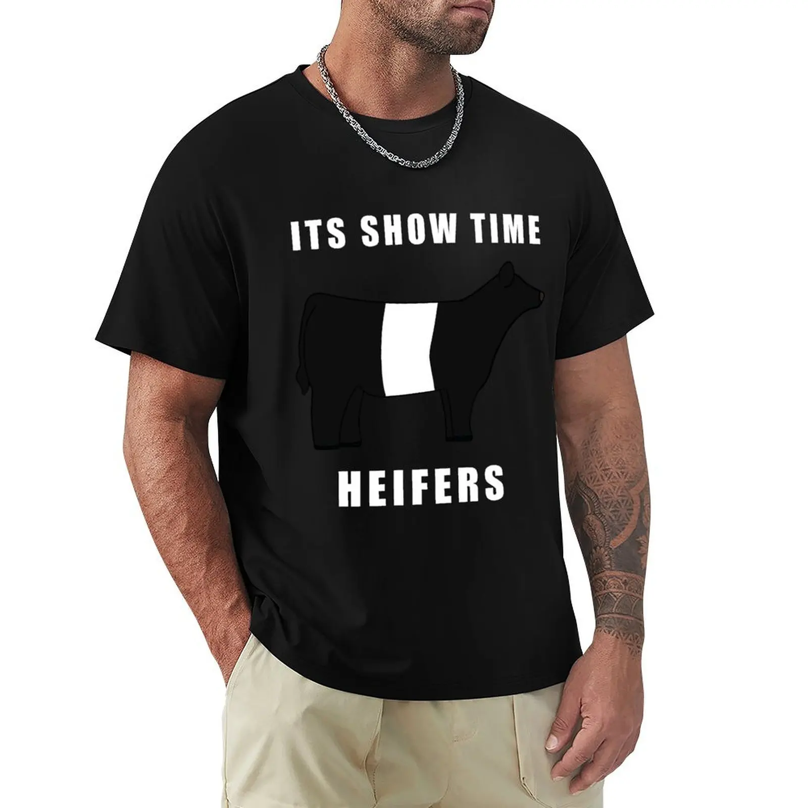 ITS SHOW TIME HEIFERS Belted Galloway Black and white T-Shirt Work Wear Short Sleeve T-Shirt