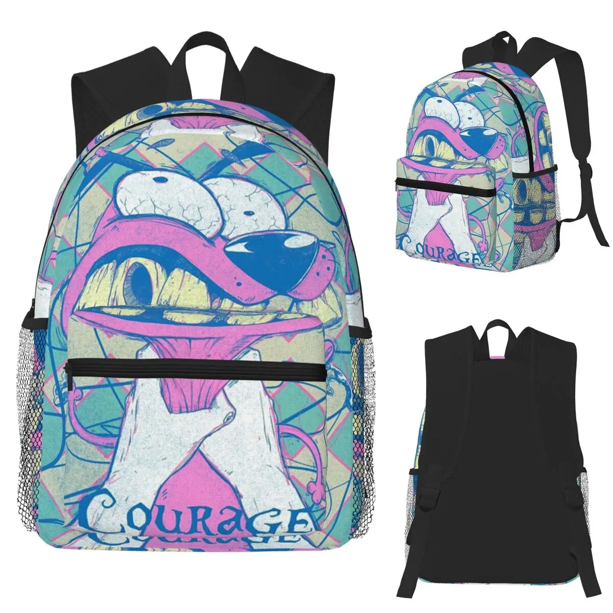 

Мультяшный студенческий рюкзак Cowardly Dog Courage, школьная сумка, походный дорожный рюкзак для мужчин и женщин, модная сумка для книг, сумки на плечо