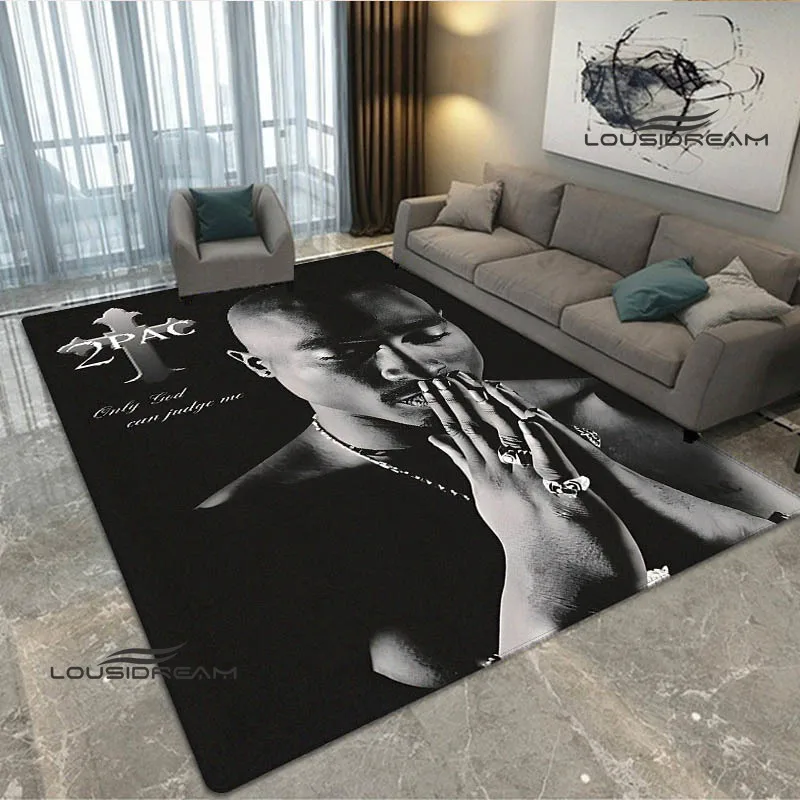 2PAC hip-hop singer fashion Printed carpet living room bedroom carpet non-slip door mat photography props area rug birthday gift