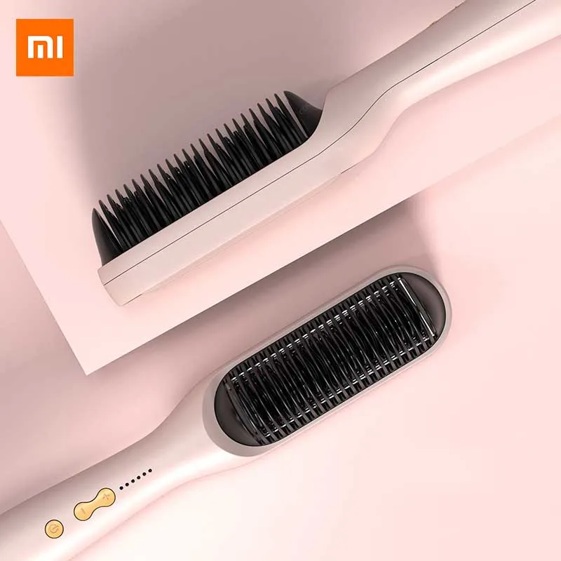 Imagem -02 - Xiaomi Novo Alisador de Cabelo Modelador Escova Cerâmica Elétrica Endireitar Barba Escova Rápido Aquecimento Modelador Alisador Pente Estilor