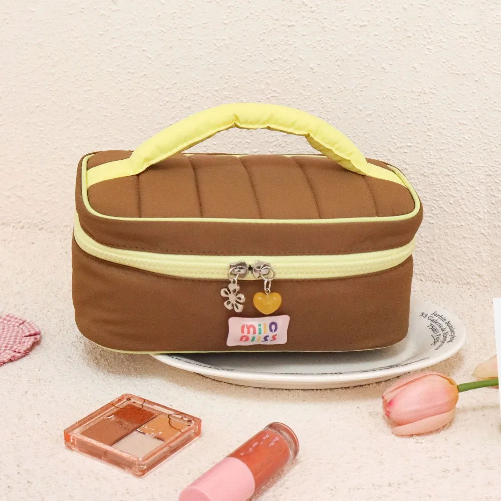 Small Fresh Macaron Cosmetic Bag Portable Girl Series Storage Handbag Wash Bags Contrast Color Large Capacity