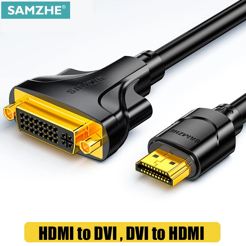 SAMZHE HDMI-compatible to DVI Cable Male 24+1 DVI-D Male Adapter 1080P for HDTV DVD Projector PlayStation 4 PS4/3 TV BOX