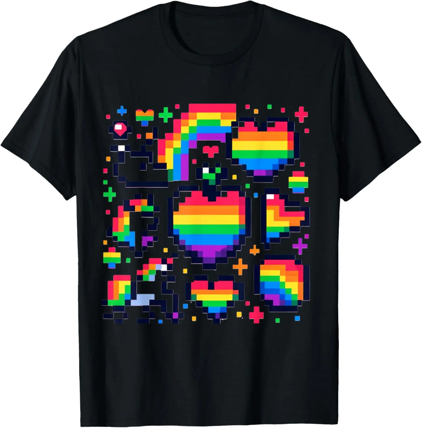 Pixelated Pride Retro Rainbow Lesbian Gay CSD Party LGBT T-Shirt