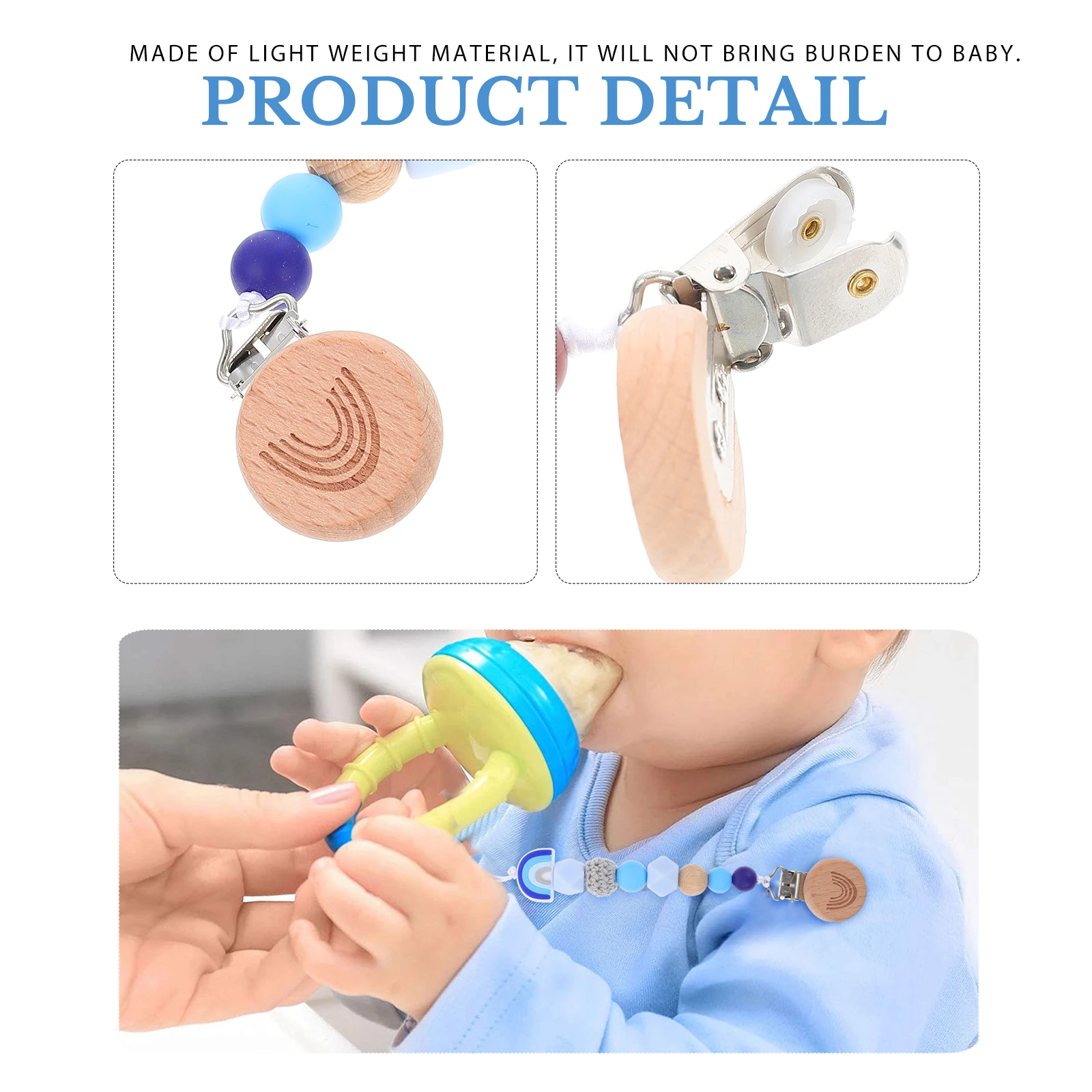 

1Pcs Anti-Lost Pacifier Clip Silicone Teether Baby Molar Tool Bright Colors Sensitivity Training Gift Pacifier Clip