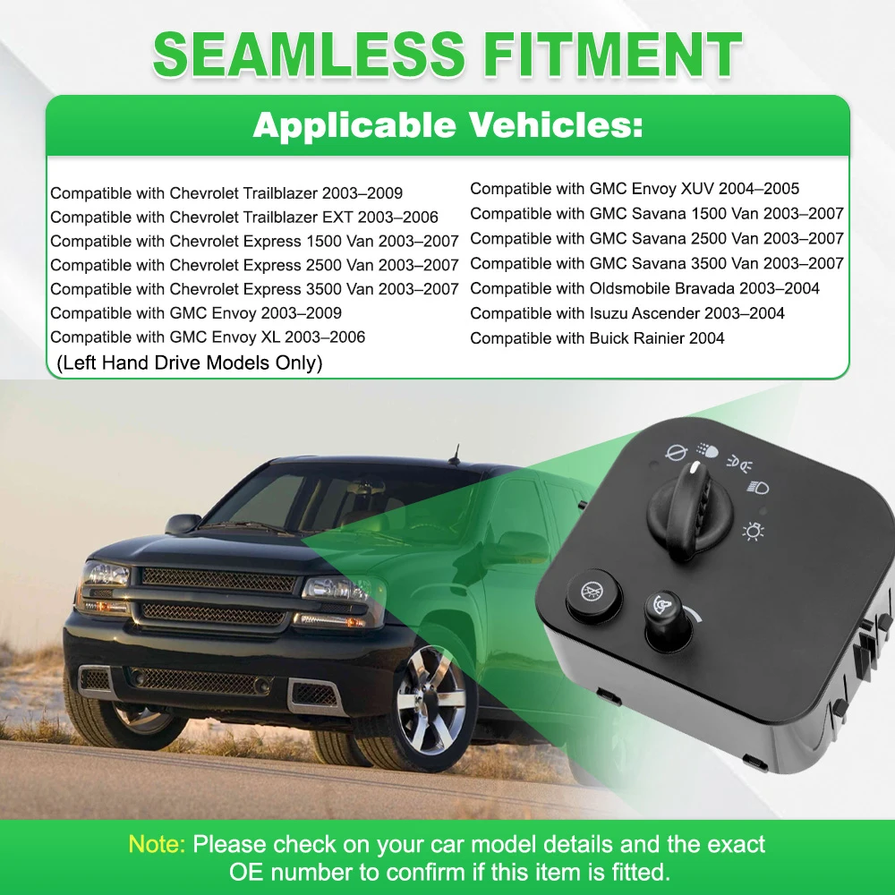 BSS00716 1S3910 8150670500 وظيفة مفتاح المصباح لسيارة شيفروليه تريل بليزر 2003–2009 لسيارة جي إم سي إنفوي 2003-2009 #6