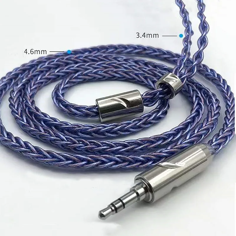 8 Core Headphone Cable A2DC QDC IE80 IE400 MMCX 0.78 2Pin 2.5/4.4/3.5mm MIC optional TYPE-C Lighting  for iPhone DIY Cable