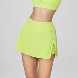 Cool Summer 2 in 1 Piece Women Tennis Skirt with Side Pocket 2024 New Gym Sports Short Skirt High Waist Slit Golf Yoga Skorts