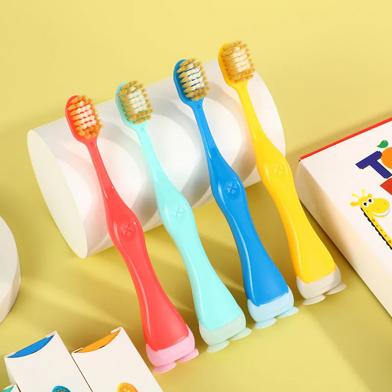 Cartoon Silicone Children's Toothbrush Soft Fur Early Education Dental Care Cleaning Kids Brush Oral Health Bottom Suction Cup