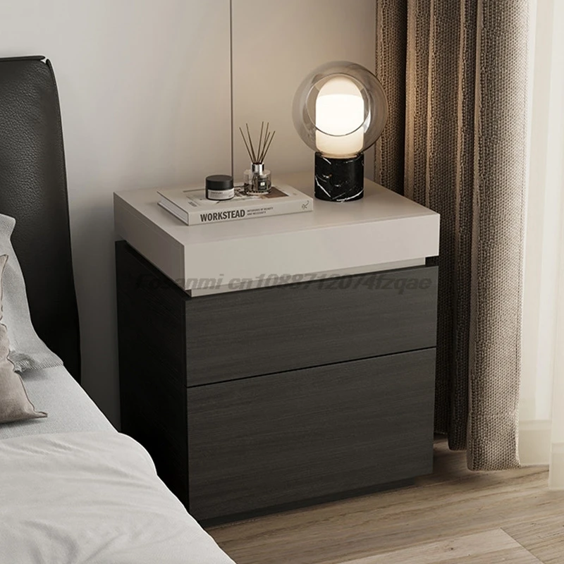 Italian Minimalist Nightstand Hidden Drawer Smart Storage Cabinet Secret Compartment Bedside Table Modern Luxury Side Unit Piece