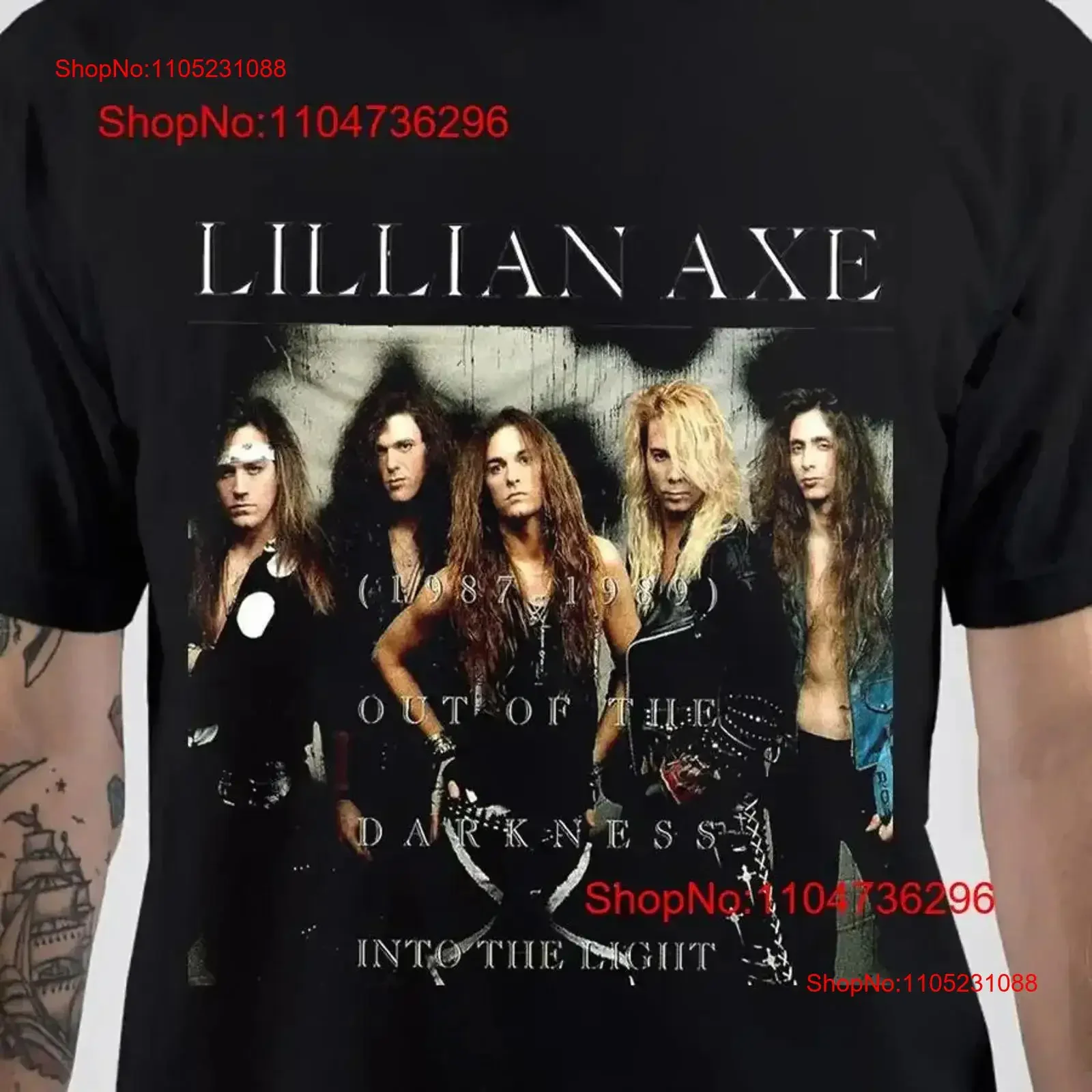 VG Lillian Axe band ALBUM camiseta negra de manga corta Todos los tamaños S 5Xl XY753 vintage Lavado Elegante Casual Transpirable Cómodo