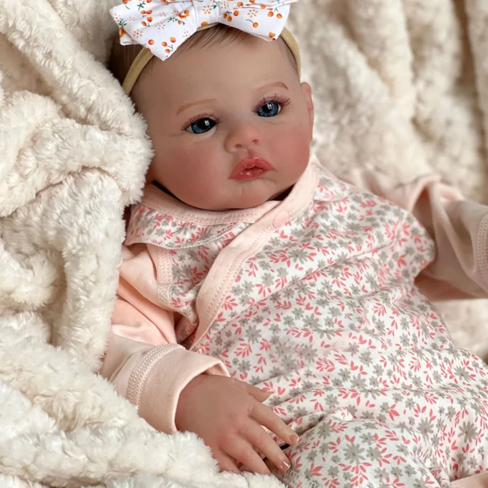 

49CM Stuffed Body Silicone Vinyl Bebe Reborn Meadow Doll Girl Toddler Lifelike Newobrn Baby Doll 3D Skin Finished