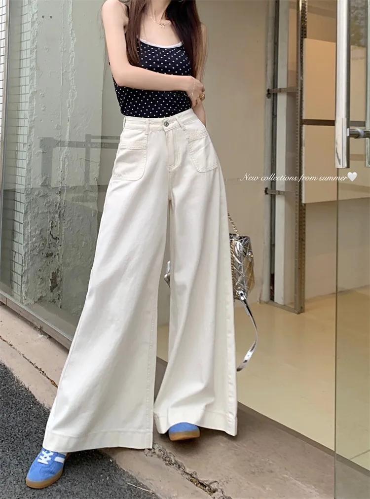 ZHISILAO New Baggy Wide Leg Jeans Women Vintage Boyfriend Floor Length Denim Pants Summer 2024