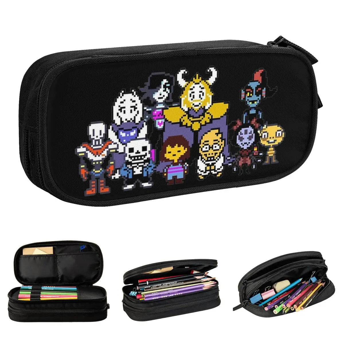 Estojos de Lápis Undertale Video Game, Lovely Sans Papyrus Flower Pen Bags, Grande Capacidade Material Escolar, Presentes para Meninas e Menino