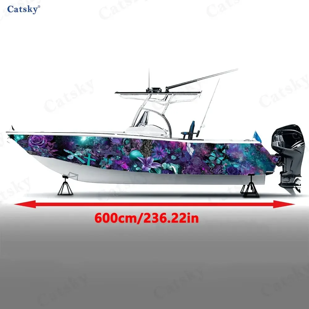 2Pcs Deep Sea Fantasy Mermaid Boat Stickers, PVC Waterproof Vinyl Wrap Decals for Fishing Boats, Durable and Stylish Design