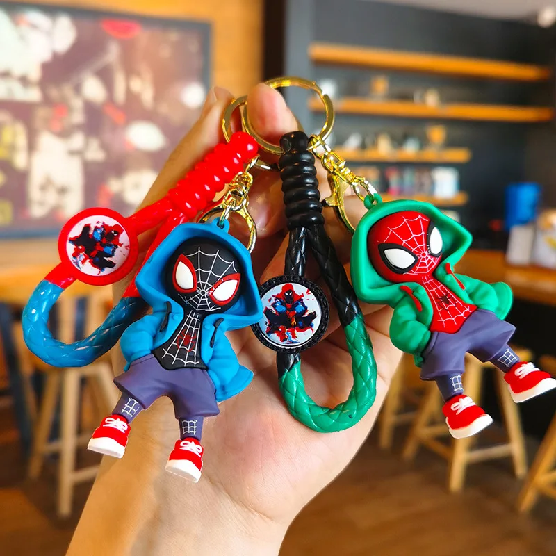 Anime Peripheral New Hoodie Spider Man Woven Keychain Jewelry With Exquisite Model Cartoon Doll Souvenir Holiday Mobile Pendant