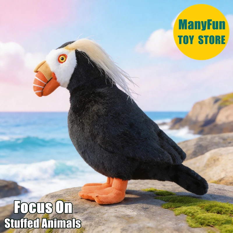 

Tufted Puffin Plush Toy Realistic Crested Puffin Plushie Lifelike Sea Parrot Stuffed Animal Simulation Doll Collectors