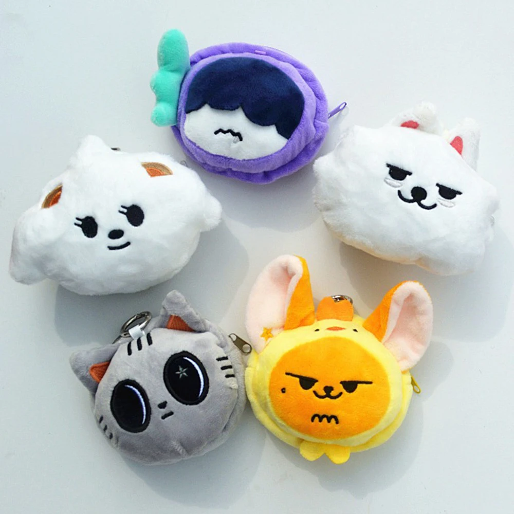 KPOP Soobin Beomgyu Hot Idols Cartoon Animals Plush Coin Pouch Pendant Yeonjun Taehyun Cute Fox Cat Purse Keyring Bag Decor Gift