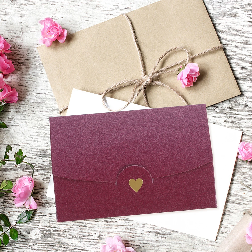 

40 Pcs White Gold Foil Heart Envelopes 10.5x7cm Blank Small Elegant Invitation Gift Letter Decorative Pack Envelopes
