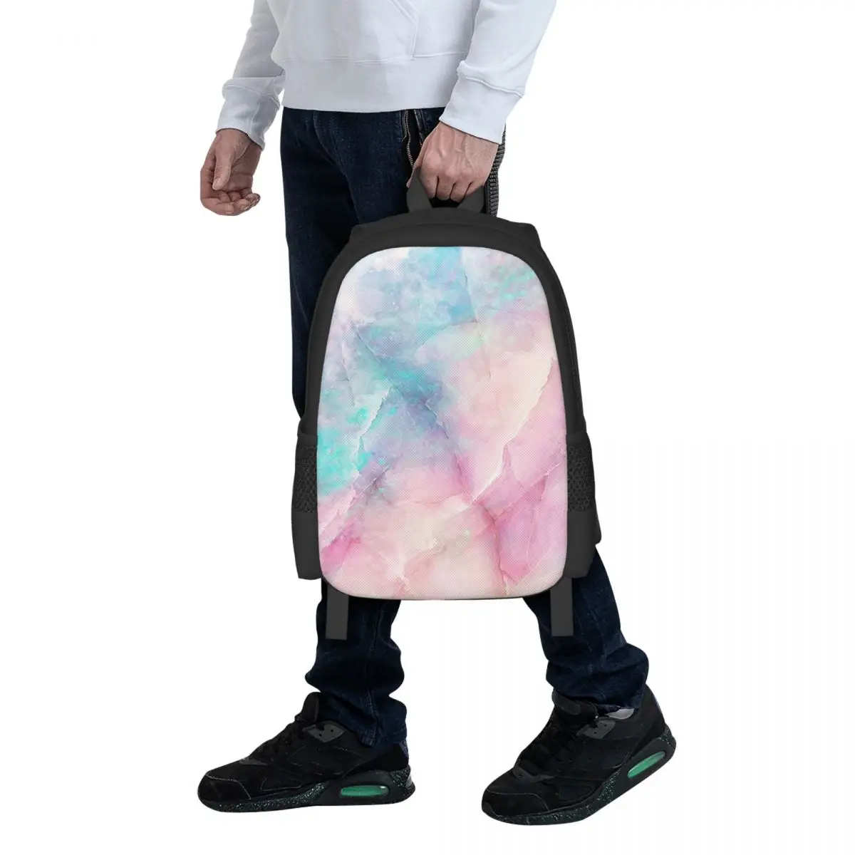 

Iridescent Marble Student Backpack School Bag Hiking Travel Daypack for Boys Girls Fashion Bookbag Shoulder Bags