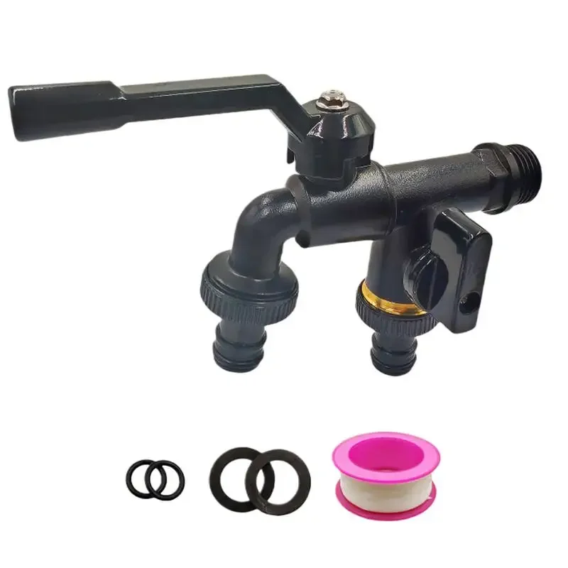 

New Garden Double Outlet Faucet Double Outlets Garden Brass Faucet 1/2 Inch Inlet Home Water Hose Connector 1-Into-2 Spigot