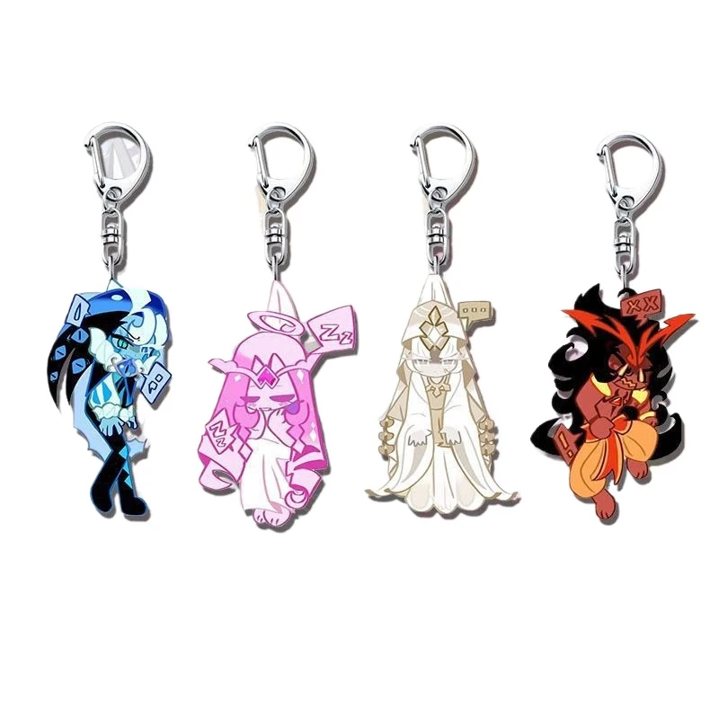 

Новые брелоки-чиби по игре Cookie Run Kingdom, 4 шт., для сумок и аксессуаров, с персонажами Shadow Milk Cookie и Pure Vanilla, подарок для фанатов