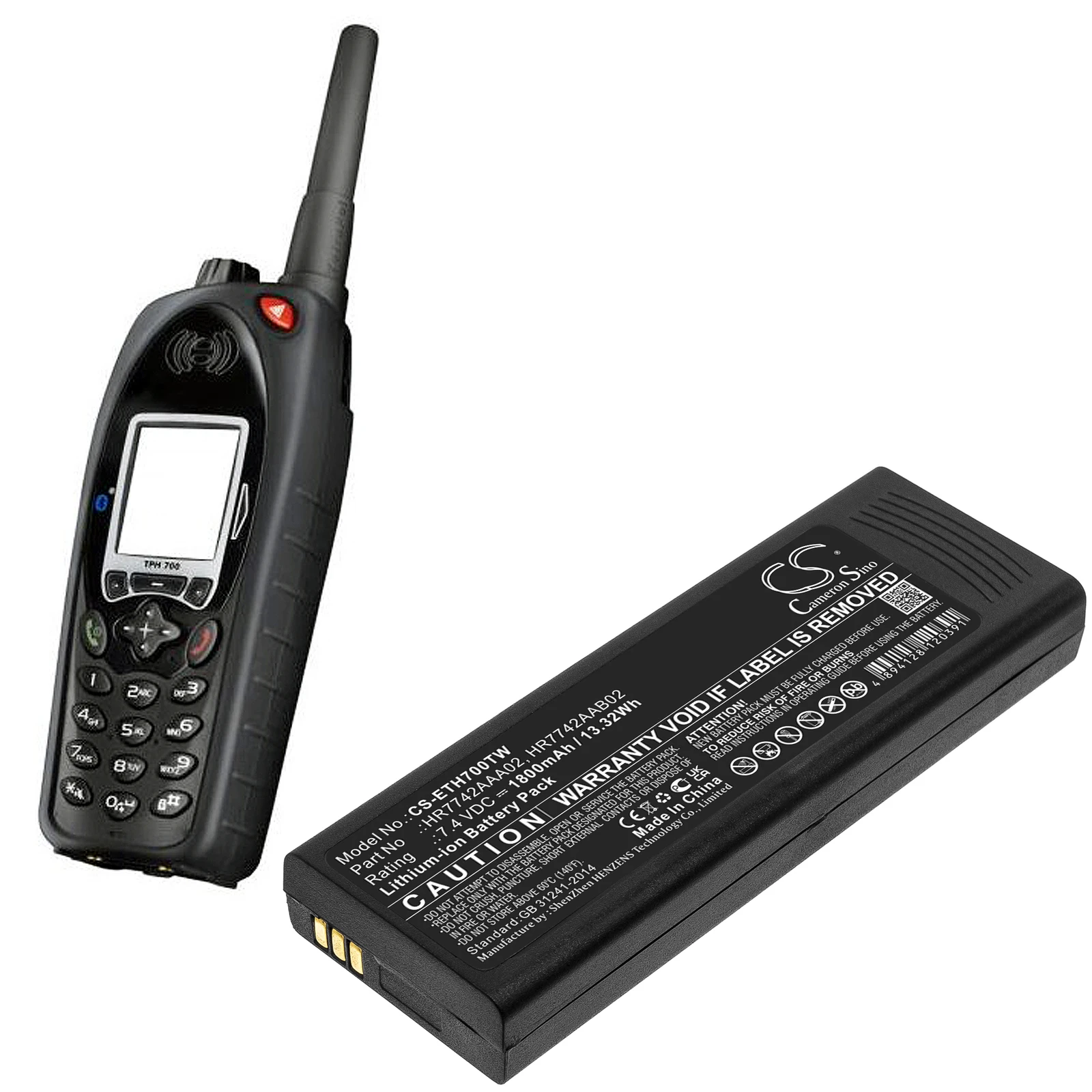 Batería de radio bidireccional Cameron Sino de 1800 mAh para Cassidian TPH700, P3G, para EADS TPH700, P3G