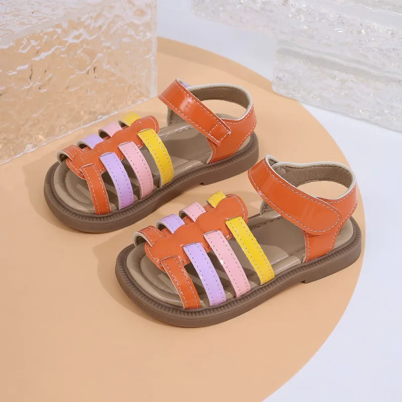 Summer Children Sandals Flat Gladiator Style Open Toe Kids Casual Beach Shoes Leisure Boys Girls Leather Sandals 22-30
