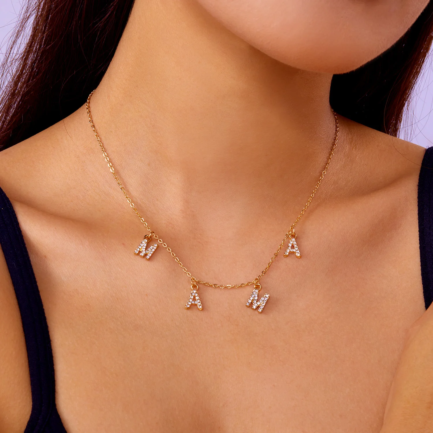 Halskette mit Mama-Buchstaben-Anhänger aus Edelstahl, schlicht, modisch, goldfarben, Schlüsselbein-Halsband für Frauen, perfektes Geschenk zum Muttertag – Detail 17
