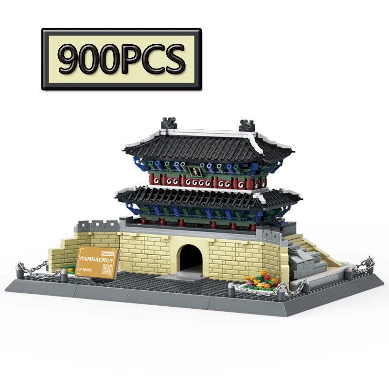 

MOC 900PCS South Korea Seoul Chongliman Door City Street View Architectural Model Building Blocks Children's Puzzle Toys Gift