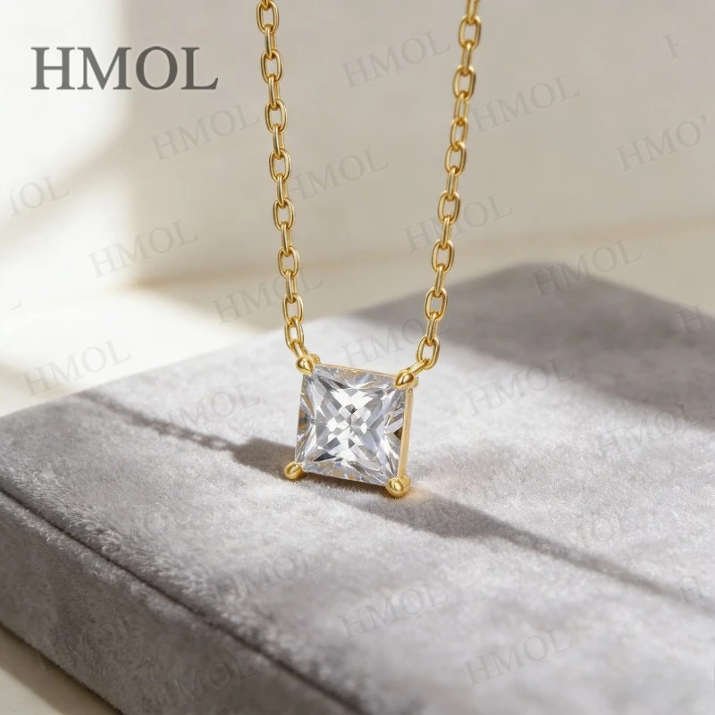 

1CT Moissanite Princess Pendant VVS1 With GRA D Color 5.5x5.5mm Sparkling Jewelry Accessories for Ladies Party Outfits Charms