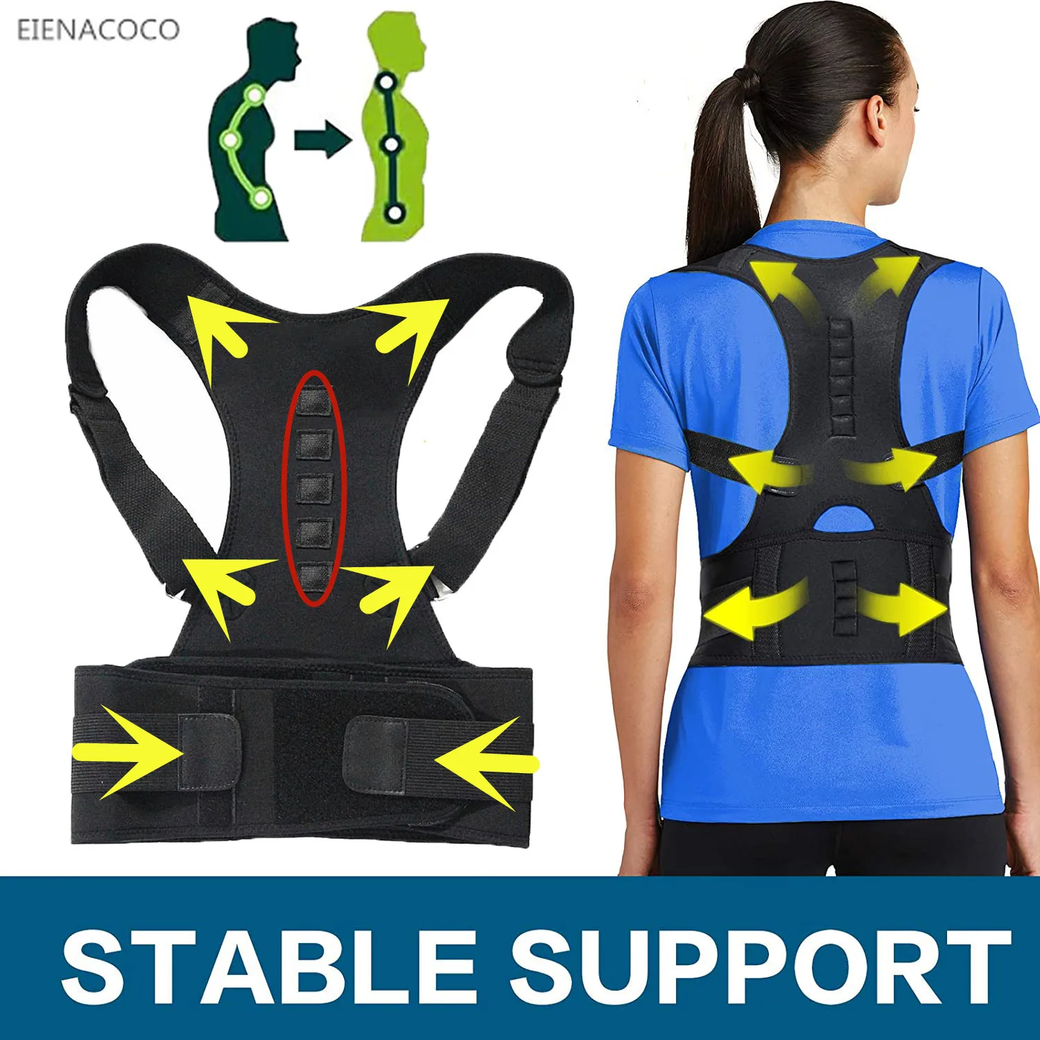 New Back Waist Posture Corrector Adjustable Belt Lumbar Brace Spine Support Adults Vest Trainer Comfortable Relieve Back Pain