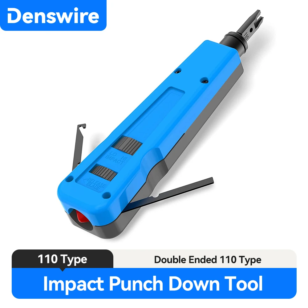 Denswire Impact 110 Punch Down Tool with Cable Hook Removable for 110/66 Blades RJ45 Terminal Insertion Tools Cable Cat6/Cat5e
