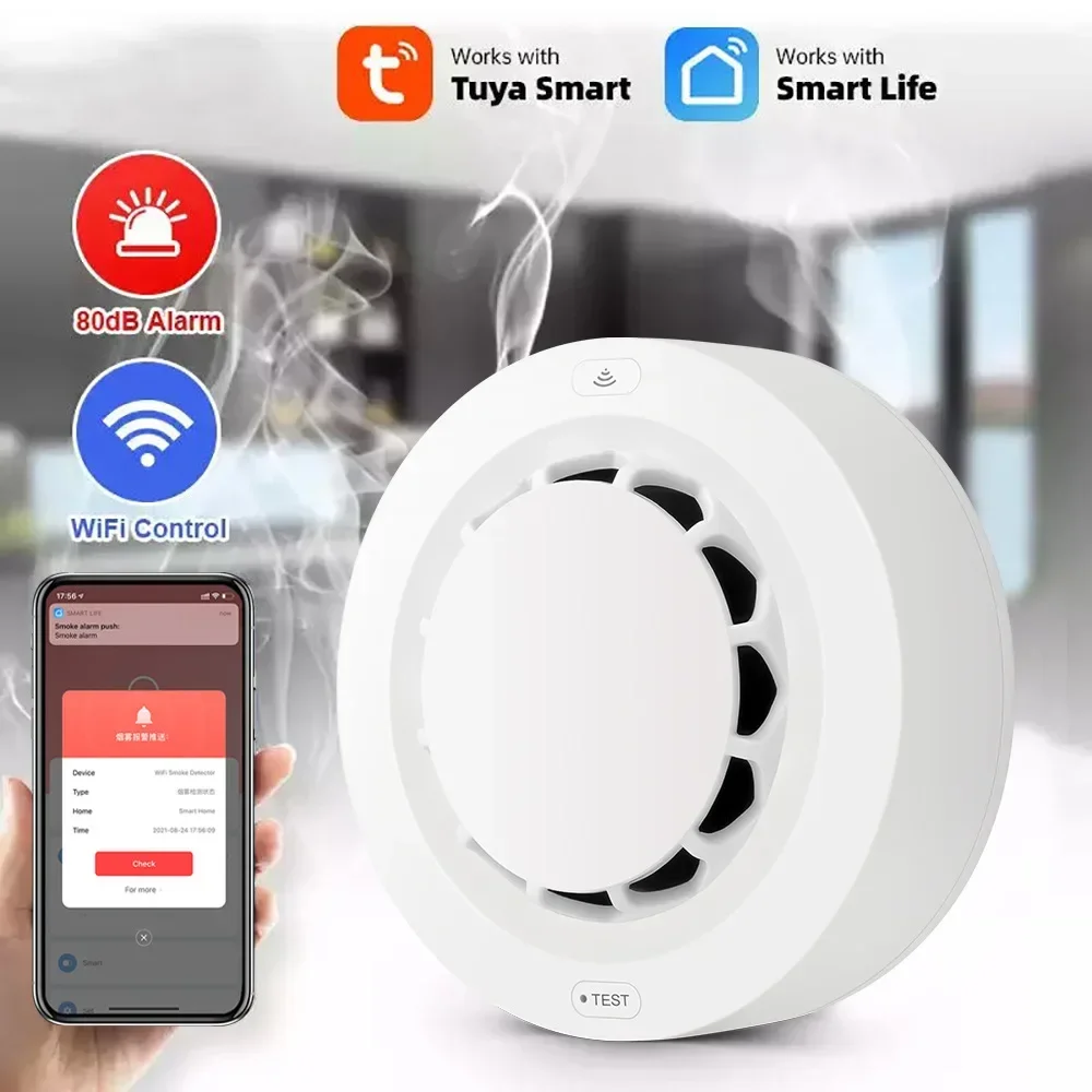 Smart WiFi Smoke Sensor Tuya Smoke Alarm WiFi Smoke Detector Fire Alarm Home Appliances High Quality Home Furnishings