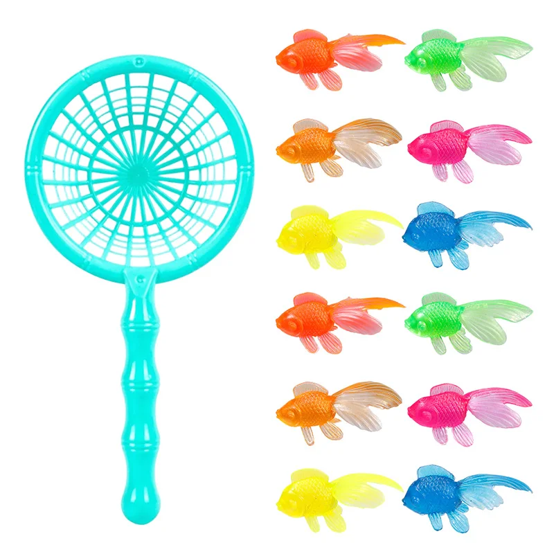 Realistic Plastic Goldfish Decorative Set Random Mix Color Simulation Goldfish with Fishing Nets Vibrant Aquarium Decoration ZYF