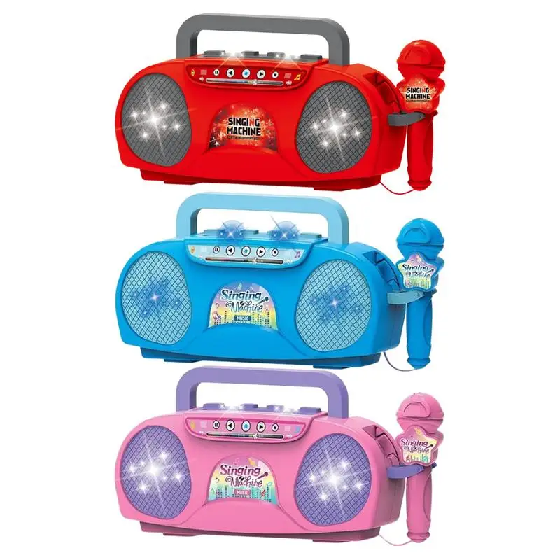 Macchina per karaoke per bambini Giocattoli per strumenti musicali con effetto di illuminazione Macchina per karaoke per bambini per adulti con microfoni e altoparlante