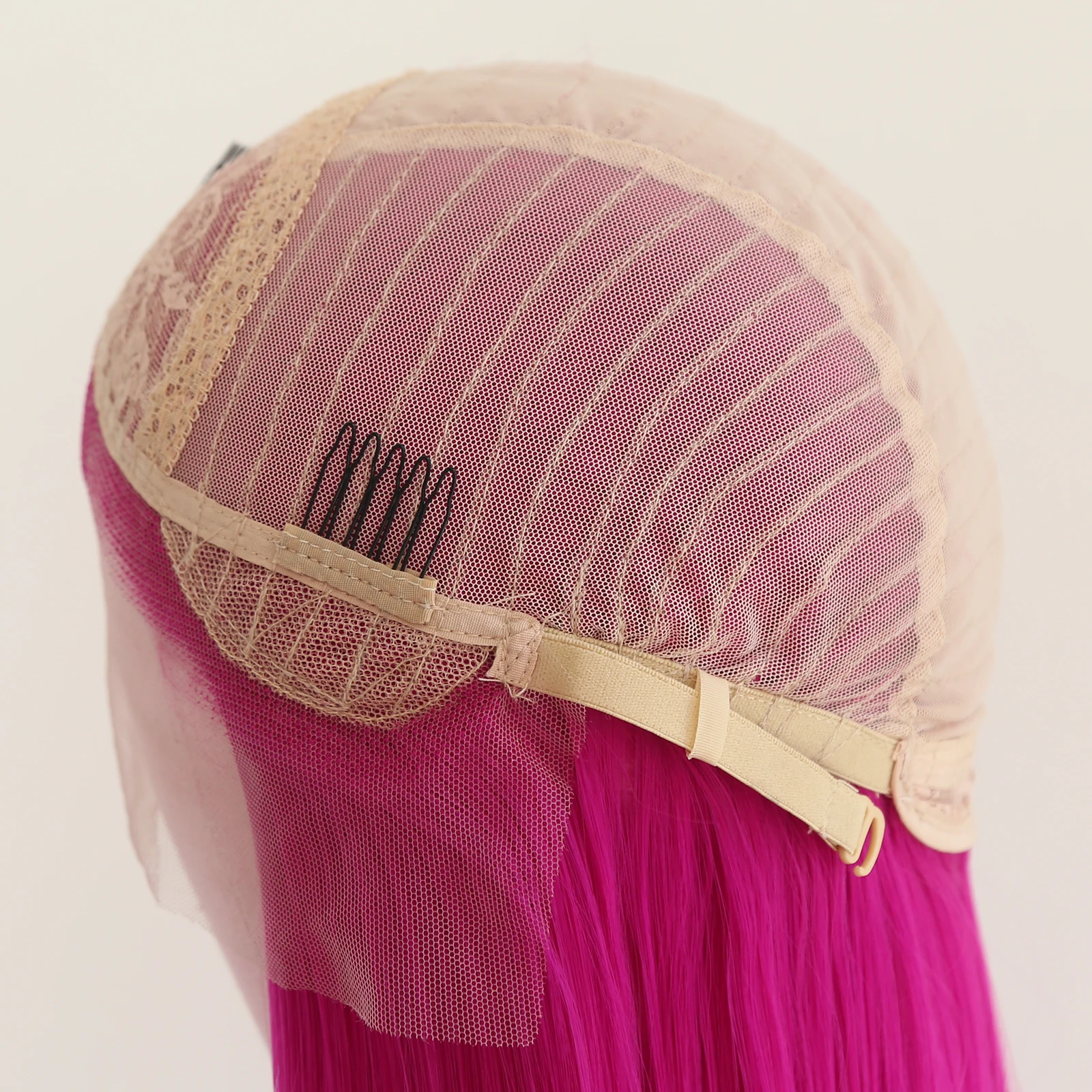 Rose Red Straight Lace Front Synthetic Wigs for Women Glueless High Temperature Fiber Natural Hairline Long Cosplay Wig
