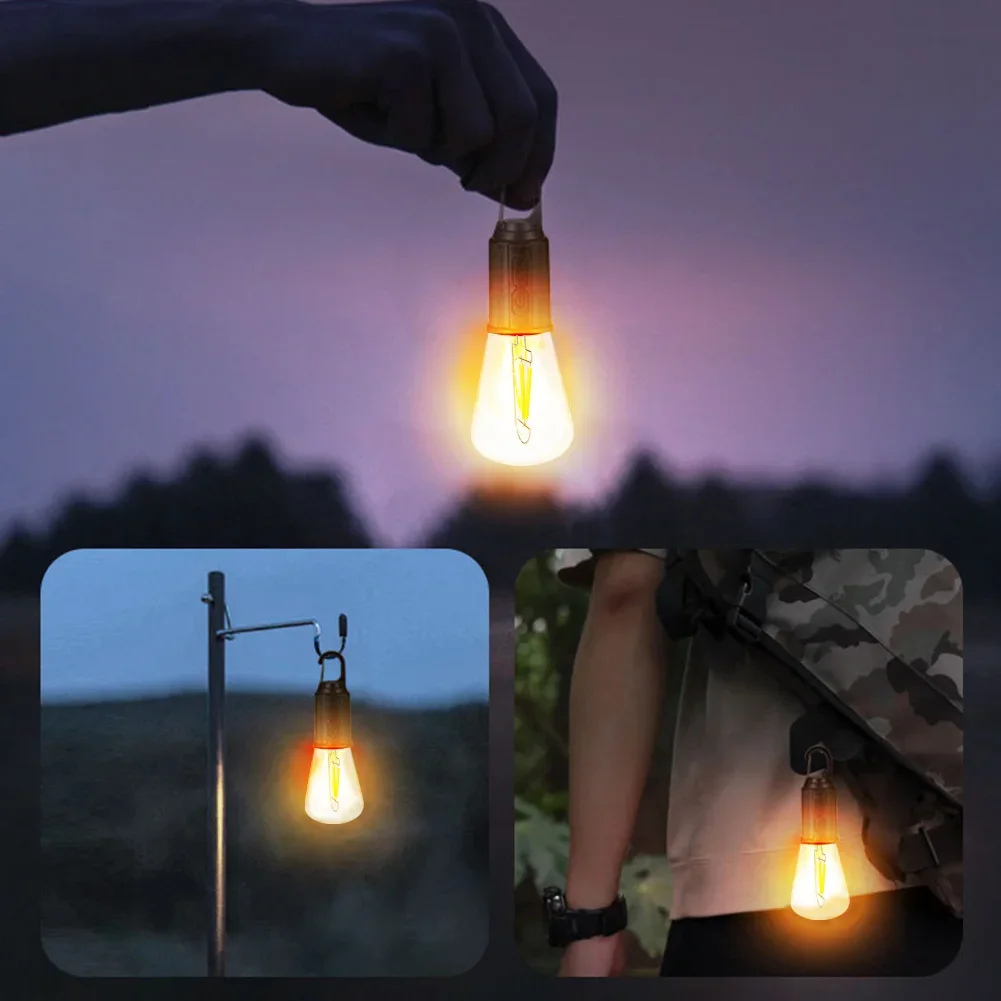 1-10pcs Portable Camping Light 600mAh LED Camping Lamp with Hook Lighting Lantern Type C Charging Waterproof for Hiking Fishing